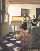 Jan Vermeer A Lady at the Virginals with a Gentleman (mk25) oil on canvas
